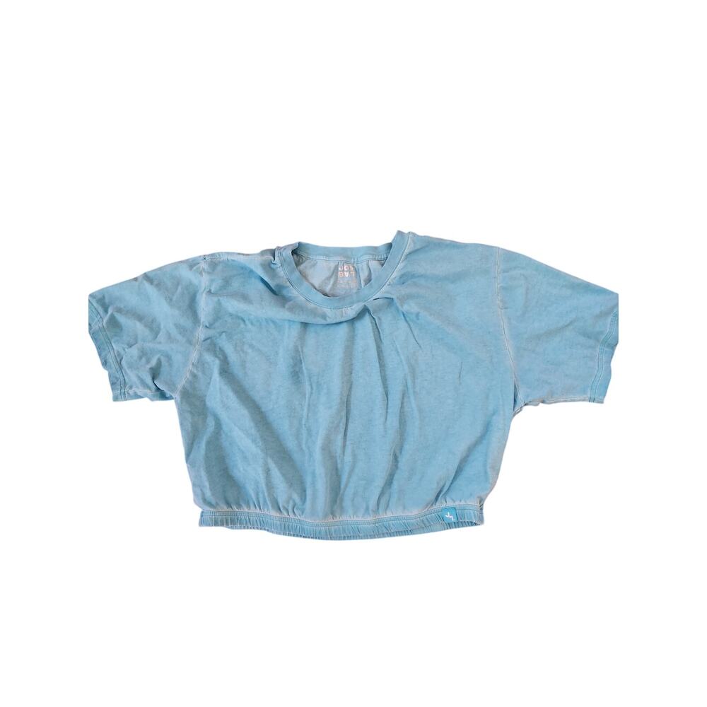 Joy Lab Cropped Tee Medium Blue Elastic Hem Athleisure Crop Top